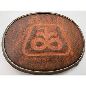 Vintage Pioneer Hi-Bred Seed Company Belt Buckle Leather Inlay Agricultural